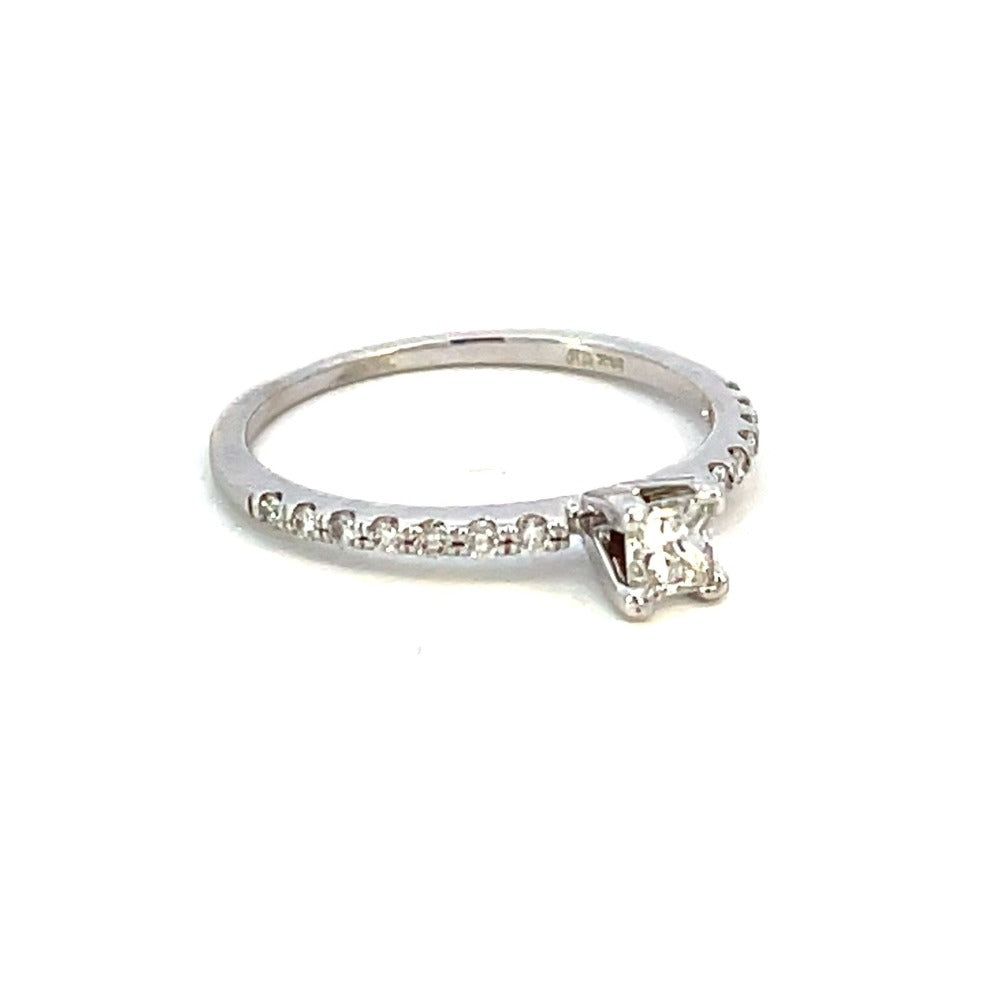 Princess Cut Engagement Ring with Shared Prong Diamond Band side 1
