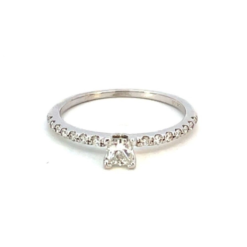 Princess Cut Engagement Ring with Shared Prong Diamond Band