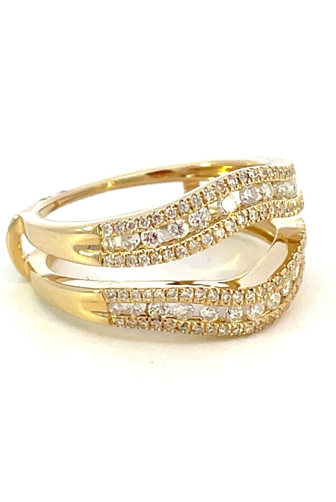 14K Yellow Gold Curved Diamond Wedding Guard side 1