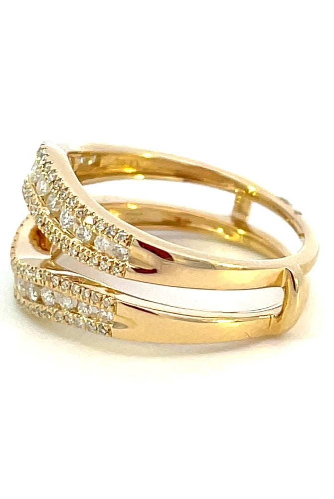 14K Yellow Gold Curved Diamond Wedding Guard side 2