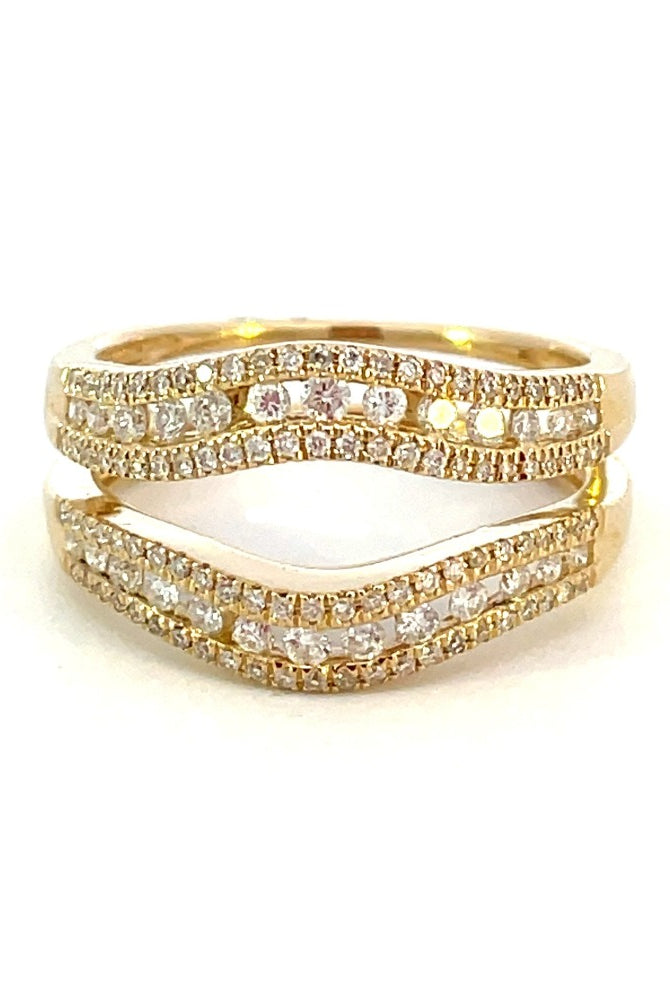 14K Yellow Gold Curved Diamond Wedding Guard