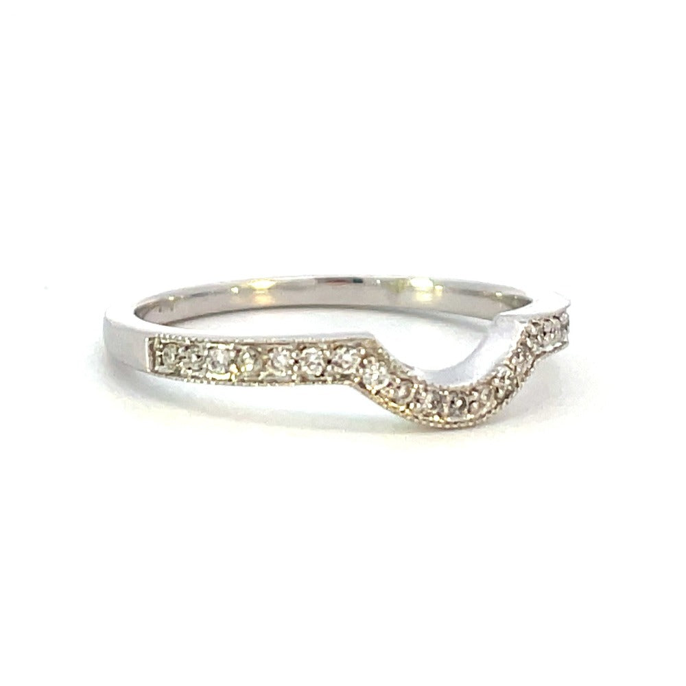 14K White Gold Curved Diamond Band .15 CTW side 2