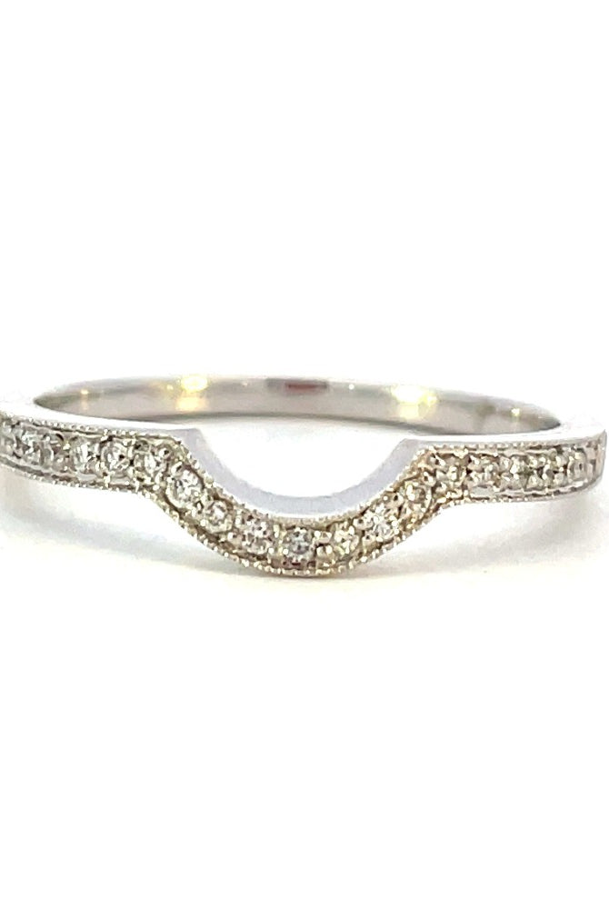 14K White Gold Curved Diamond Band .15 CTW side 1