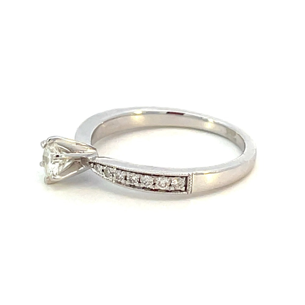 14K White Gold Diamond Engagement Ring Side 2
