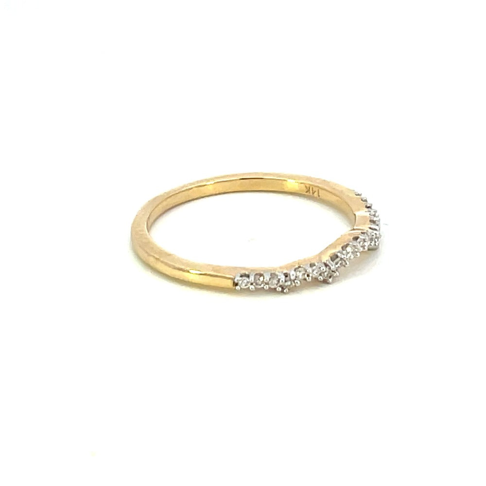 14K Yellow Gold Curved Diamond Wedding Band