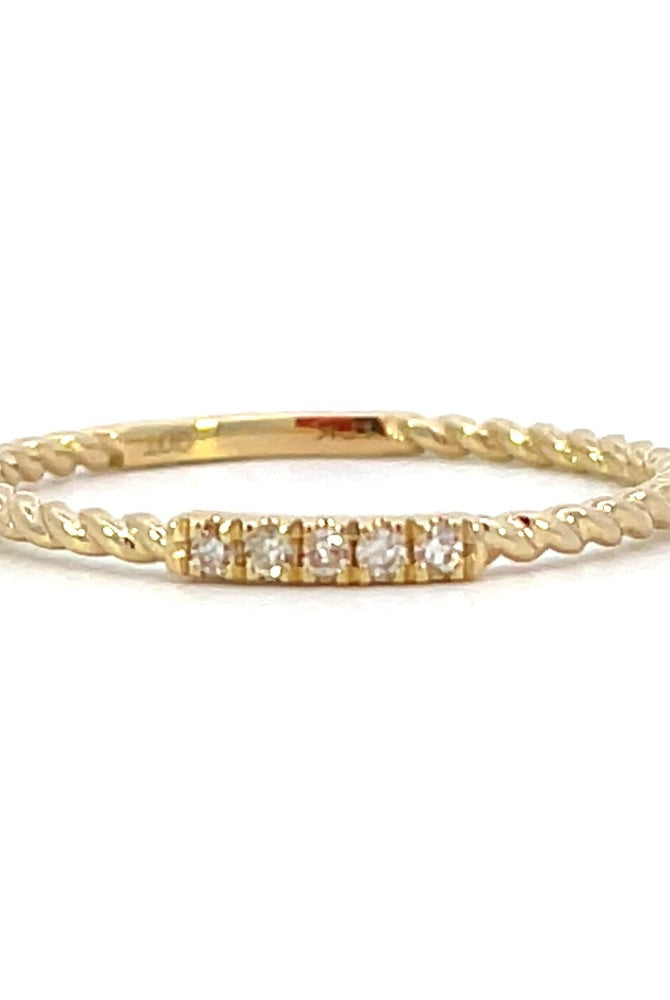 10KY Beaded Diamond Band 1/20 CTW | Stackable Ring