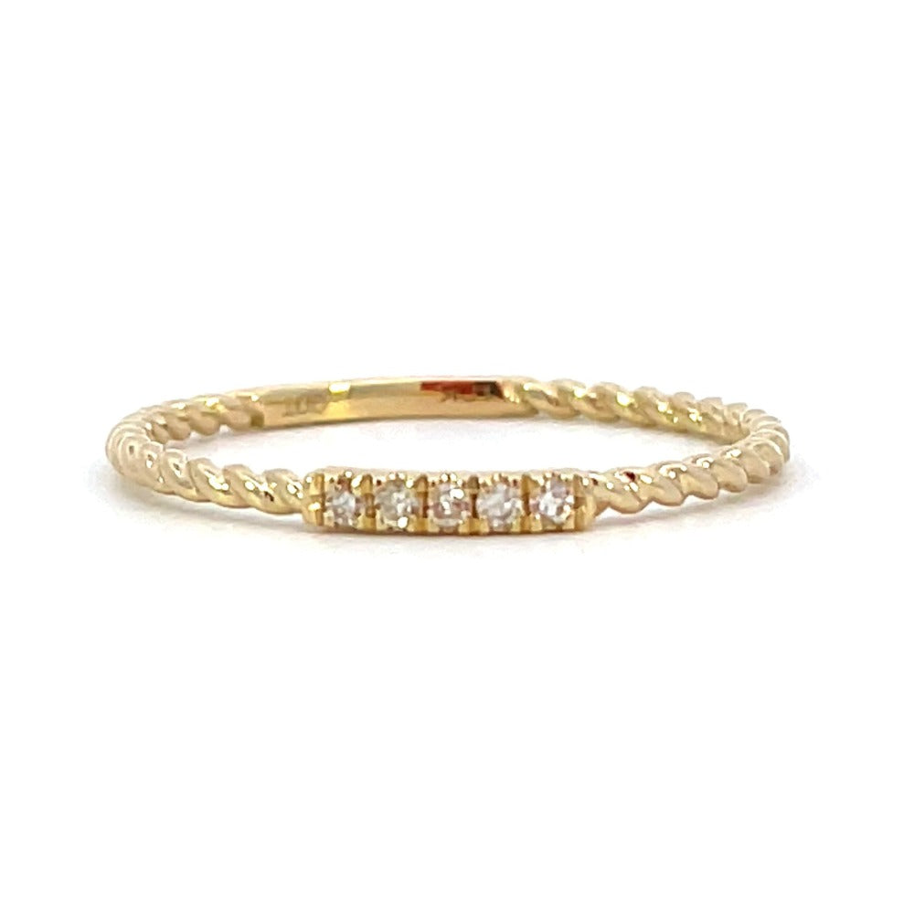 10KY Beaded Diamond Band 1/20 CTW | Stackable Ring
