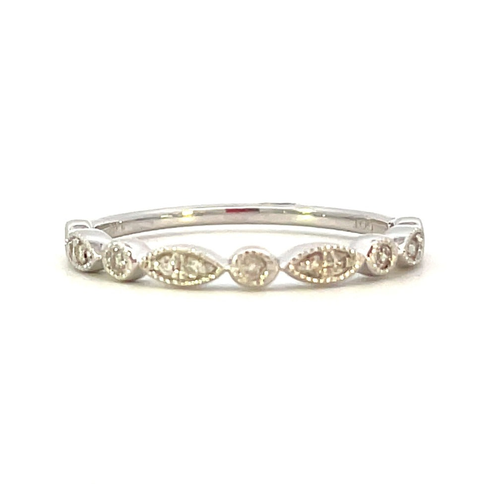 14KW Scallop Design Diamond Band 1/10CTW | Stackable Ring