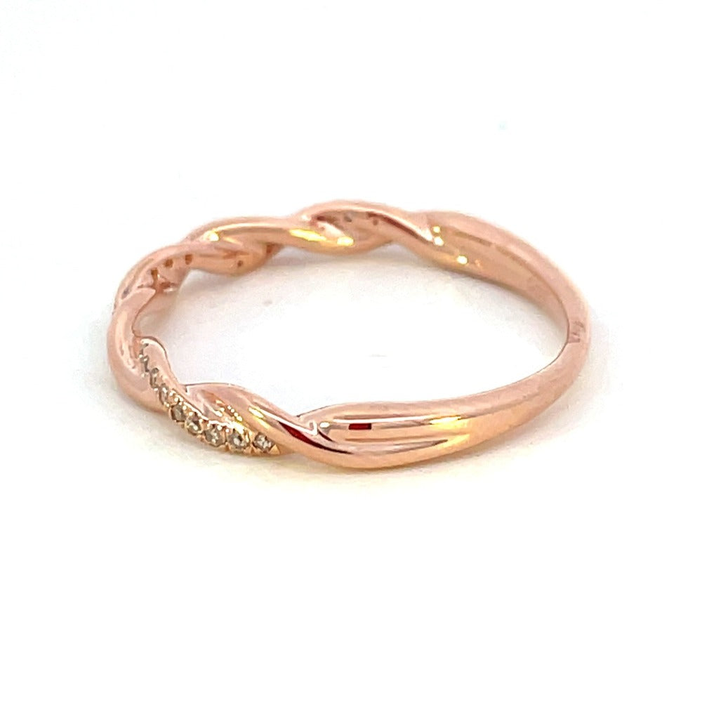 10KR Twisted Diamond Band 1/20 CTW | Stackable Ring side 2