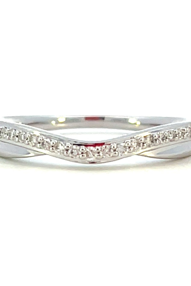 14K White Gold Curved Diamond Band .10 CTW