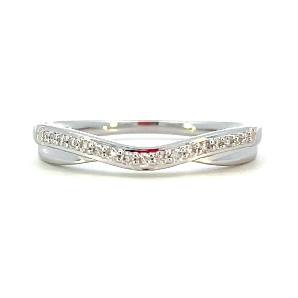 14K White Gold Curved Diamond Band .10 CTW