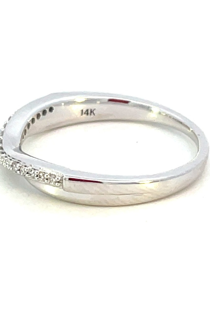 14K White Gold Curved Diamond Band .10 CTW side 1