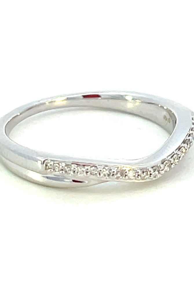 14K White gold Curved Diamond Band .10 CTW side 2