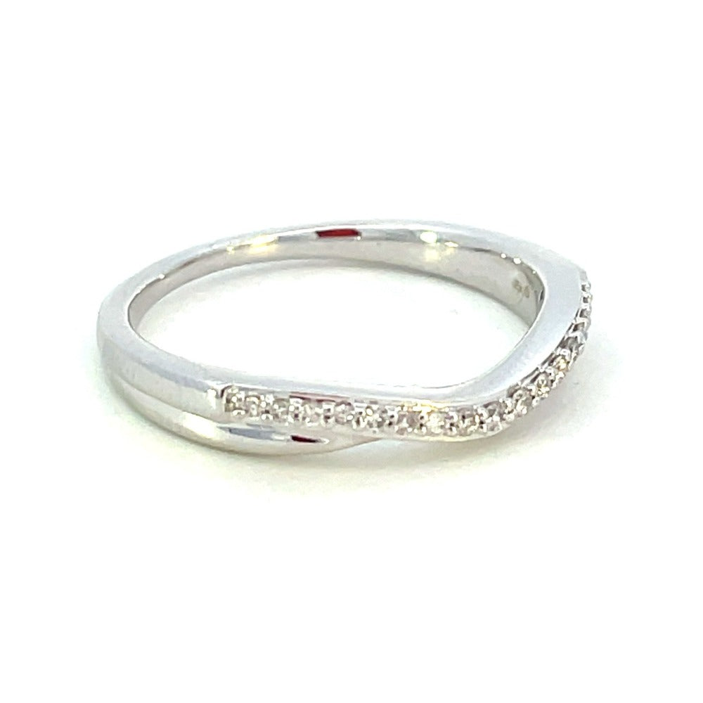 14K White gold Curved Diamond Band .10 CTW side 2