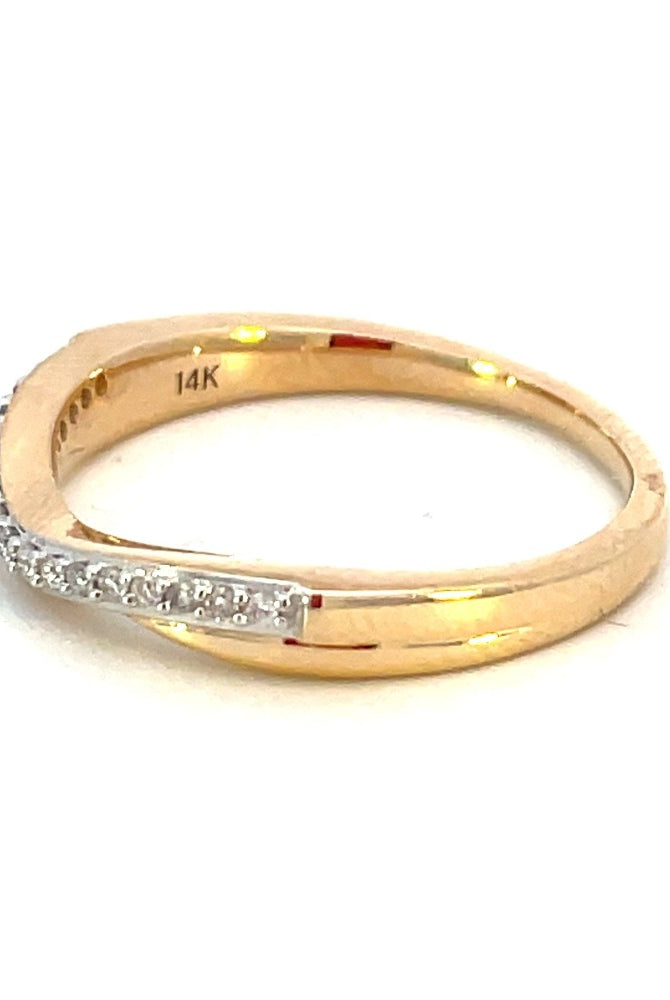 14K Yellow Gold Curved Diamond Wedding Band .10 CTW side 2