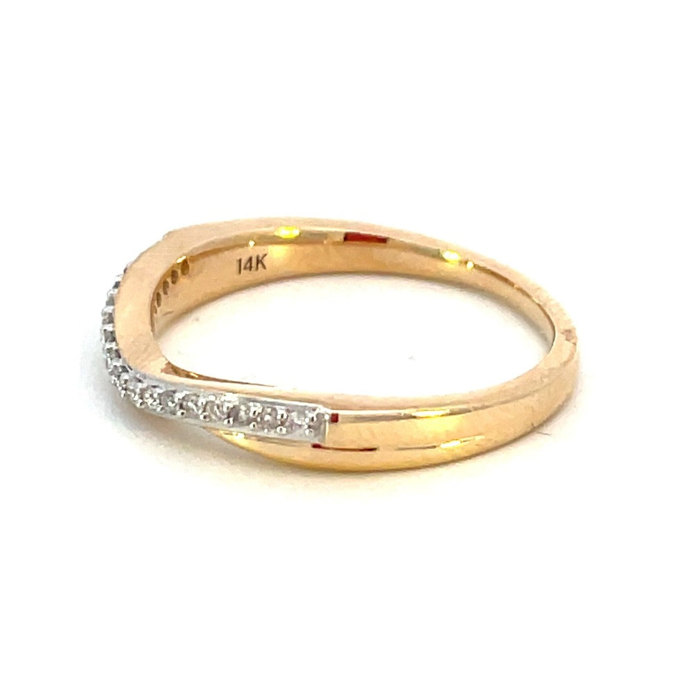 14K Yellow Gold Curved Diamond Wedding Band .10 CTW side 2