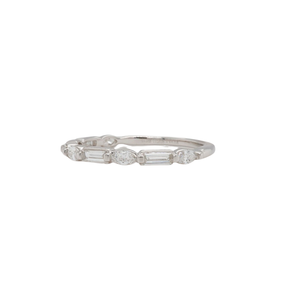  Diamond Wedding Band with Marquise and Baguette Cut Stones side 2