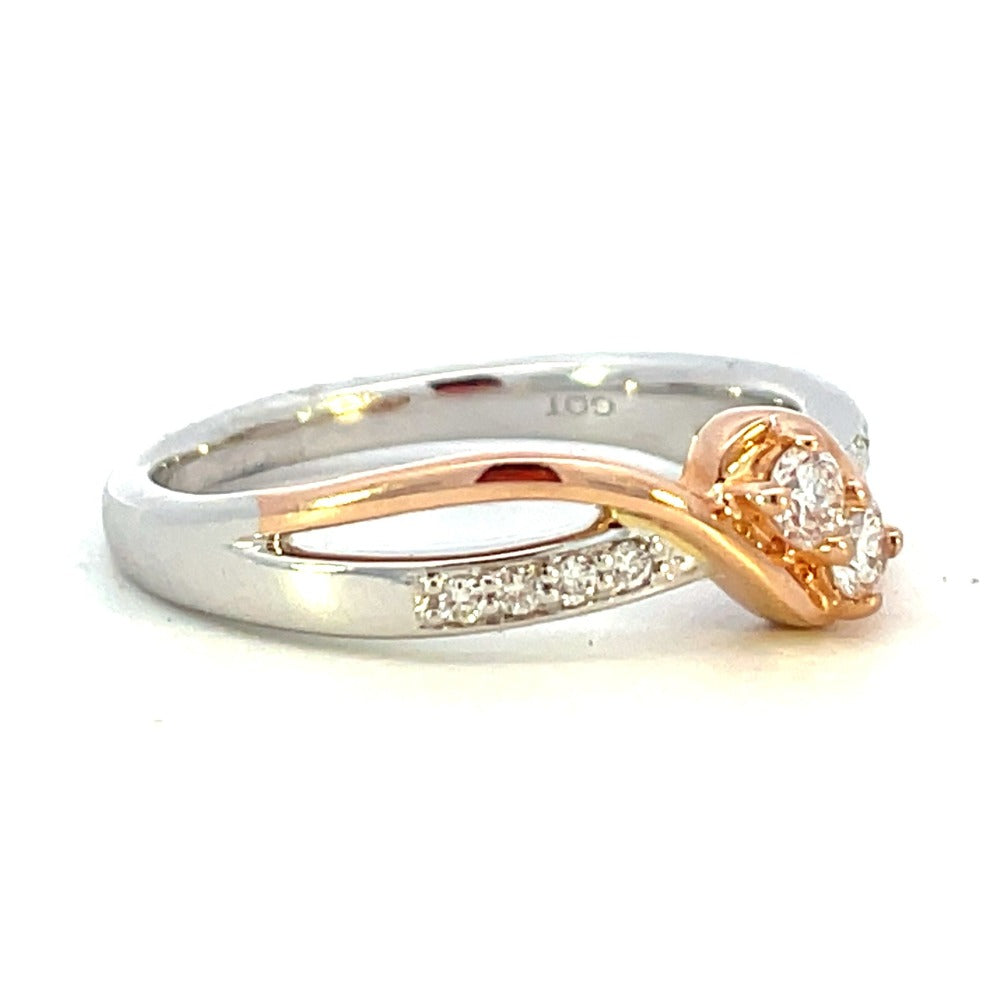 14K White and Rose Gold TwoGether Two-Stone Diamond Ring 1/5 CTW side 1