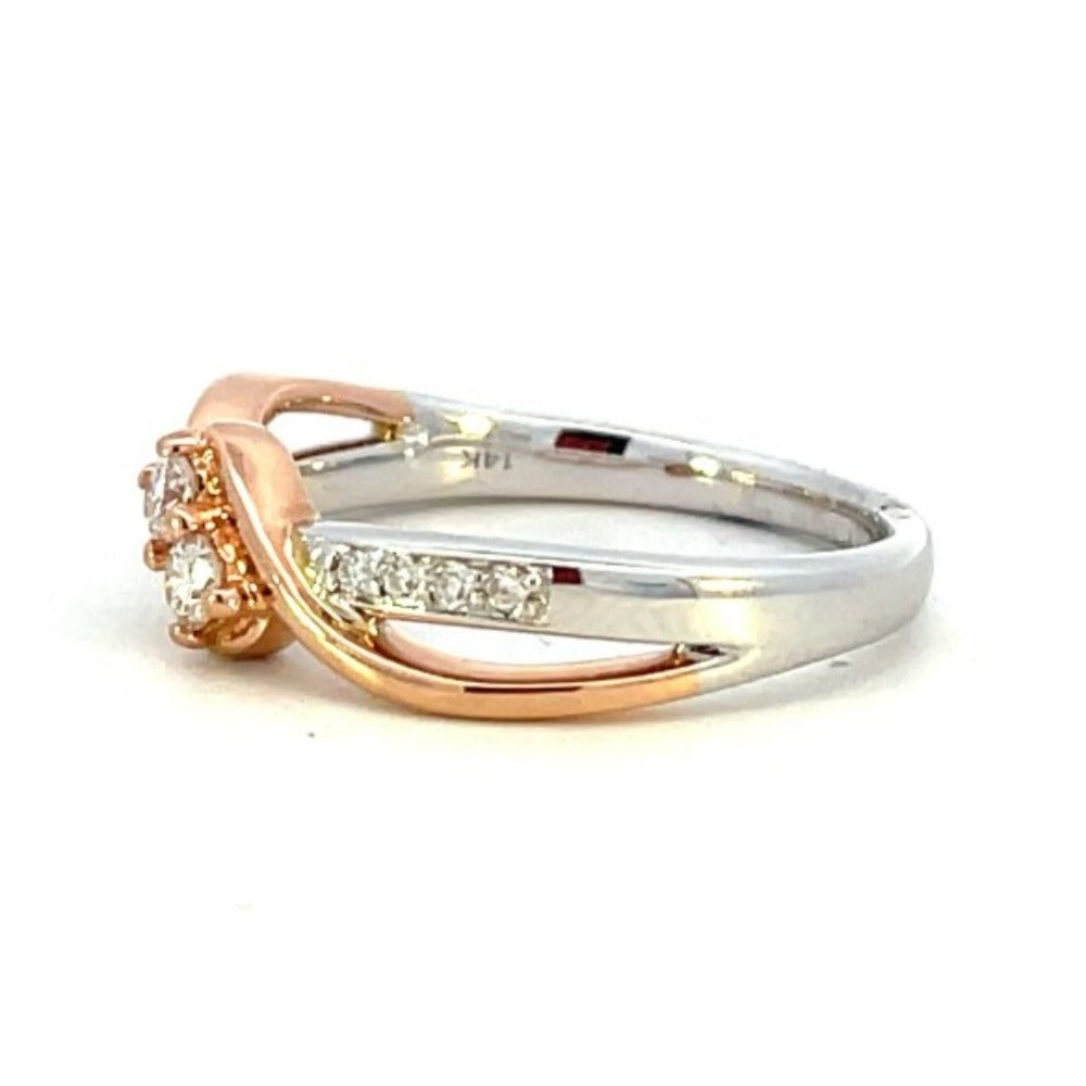 14K White and Rose Gold TwoGether Two-Stone Diamond Ring 1/5 CTW side 2