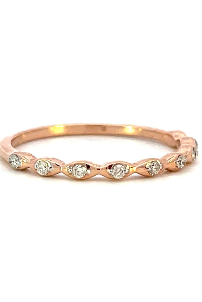 10K Rose Gold Diamond Band with Marquise Shape 1/10 CTW