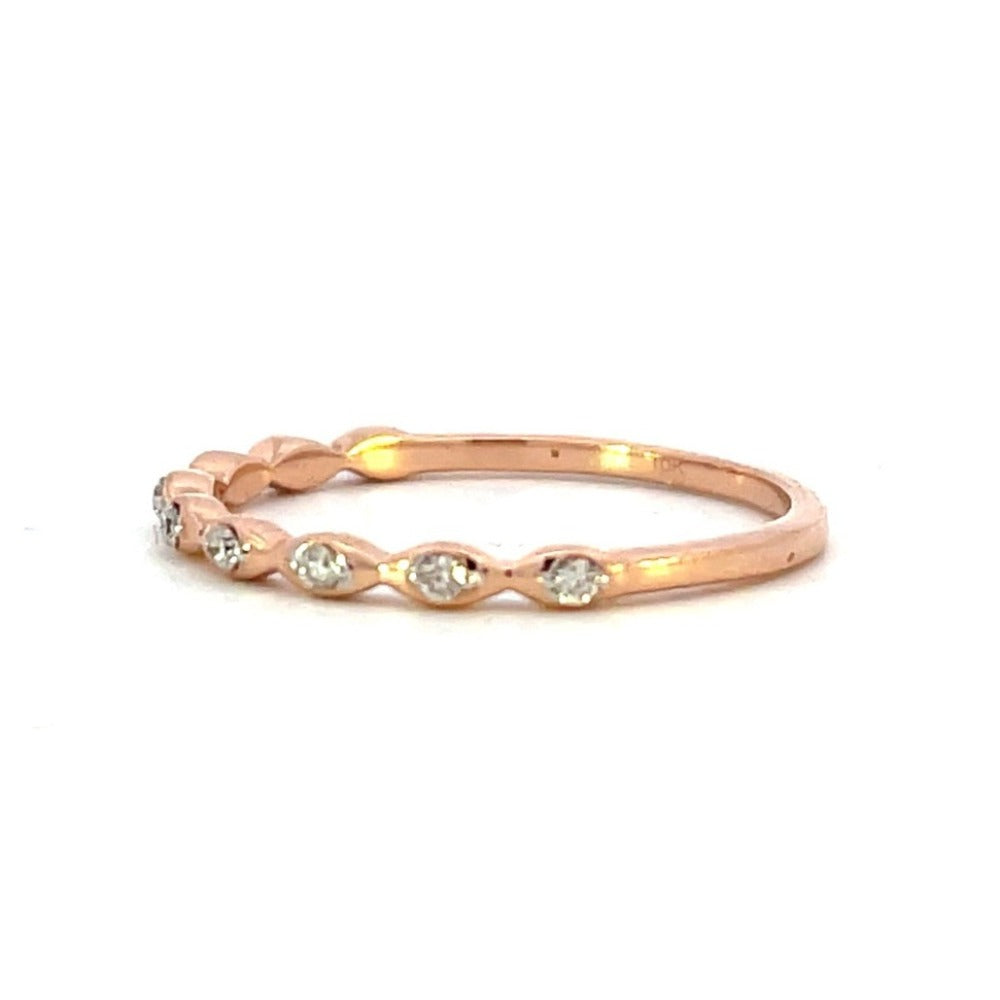 10K Rose Gold Diamond Band with Marquise Shape 1/10 CTW side 2