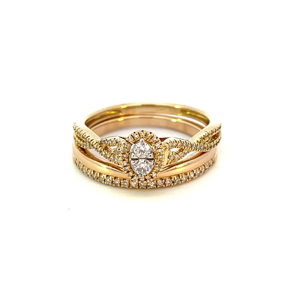 10K Yellow Gold Diamond Engagement Ring .17 CTW with matching band