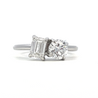 front view of 14kw two-stone lab grown diamond engagement ring