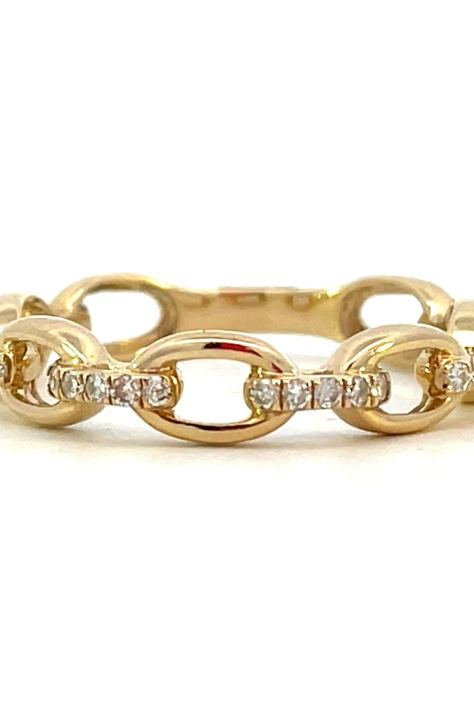 10K Gold and Diamond Chain Link Fashion Ring 1/10 CTW