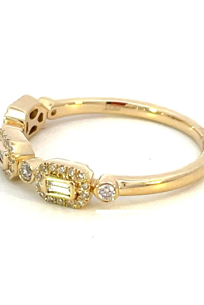 14KY 3-Station Round and Baguette Diamond Ring 1/4 CTW side 2