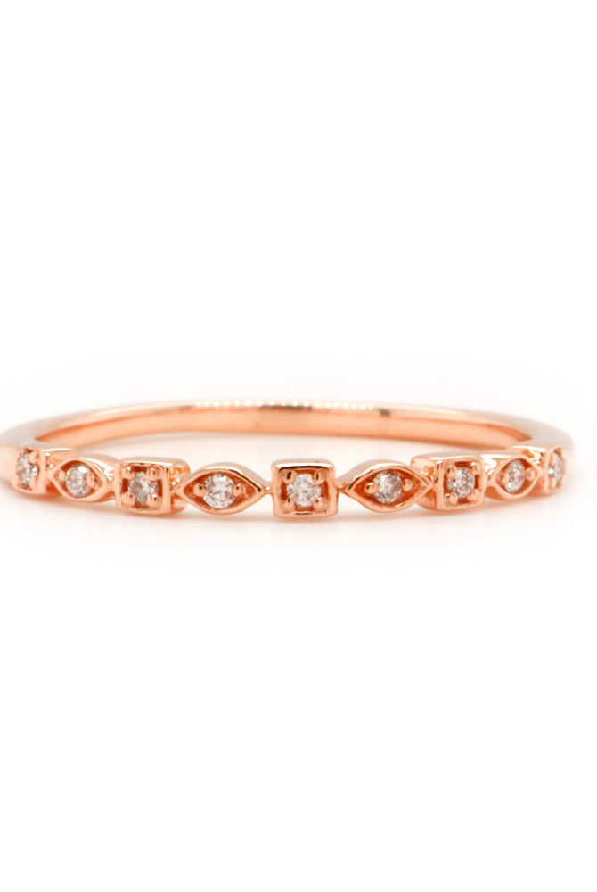 10K Rose Gold Square and Marquise Shaped Diamond Band