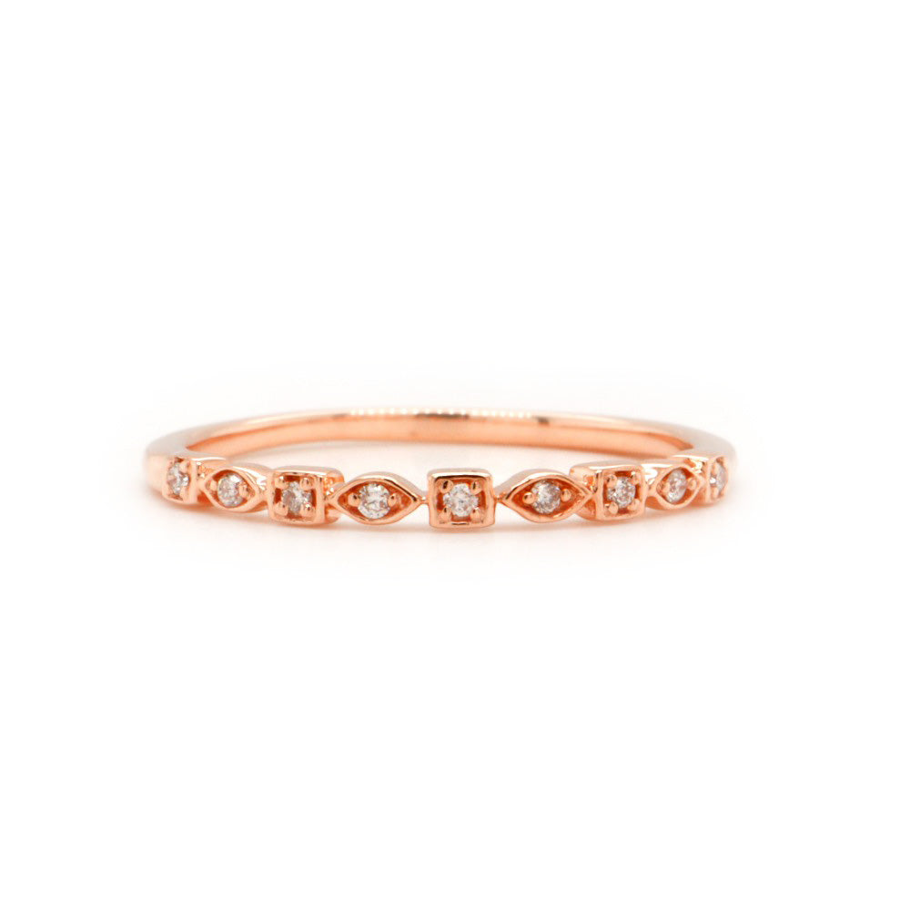 10K Rose Gold Square and Marquise Shaped Diamond Band