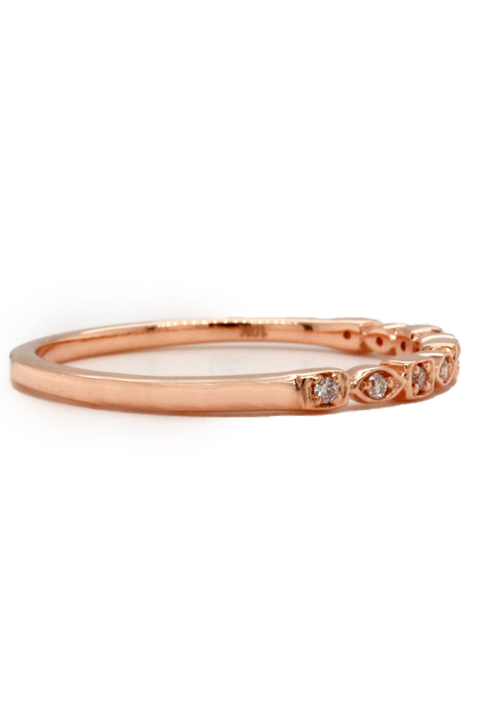 10K Rose Gold Square and Marquise Shaped Diamond Band side 1