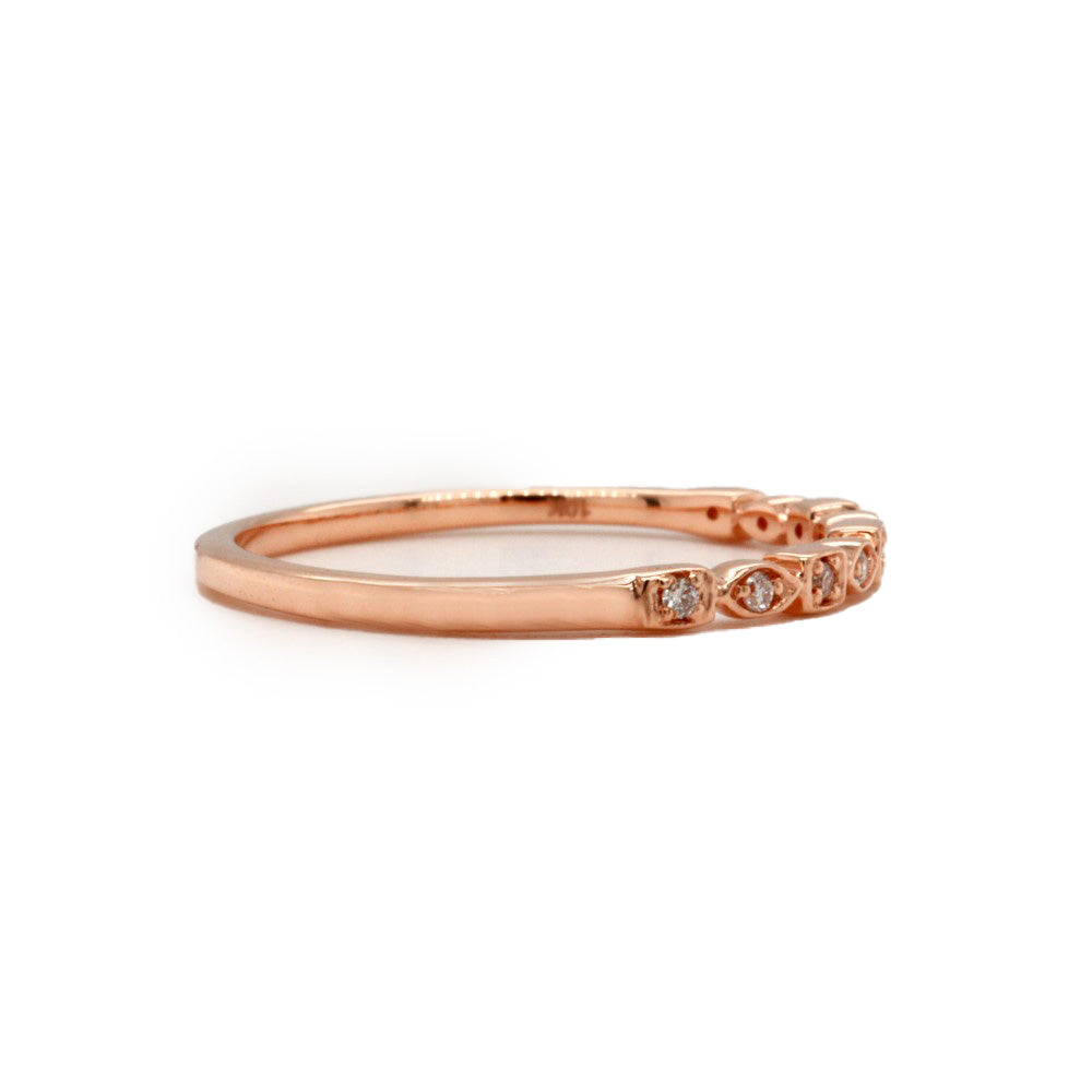 10K Rose Gold Square and Marquise Shaped Diamond Band side 1
