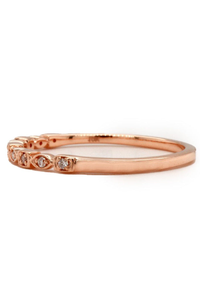 10K Rose Gold Square and Marquise Shaped Diamond Band side 2
