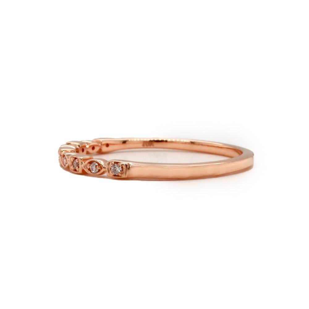 10K Rose Gold Square and Marquise Shaped Diamond Band side 2