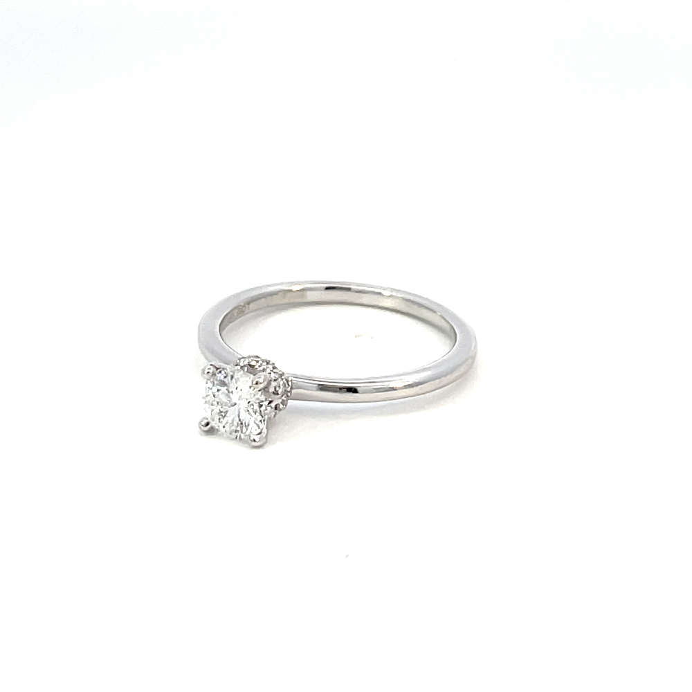 side view of 14kw SallyK Accented solitiare engagement ring