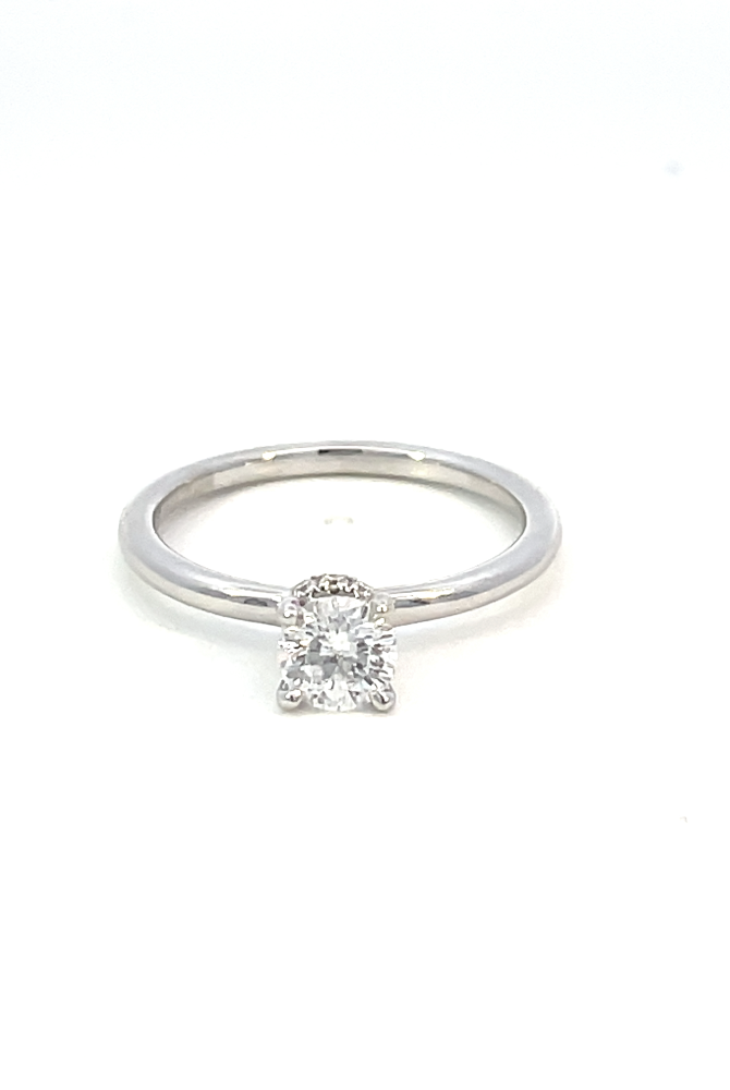 top view of 14kw SallyK Accented Solitaire Engagement Ring