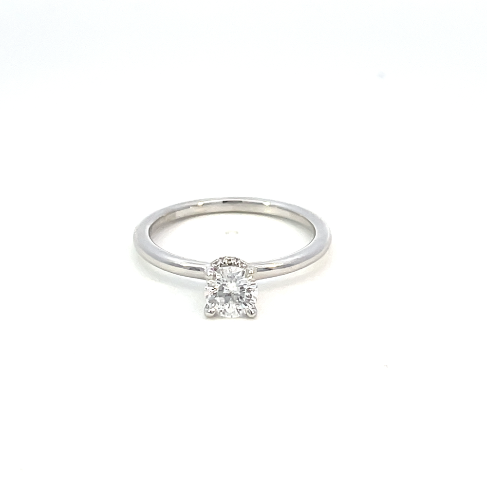 top view of 14kw SallyK Accented Solitaire Engagement Ring