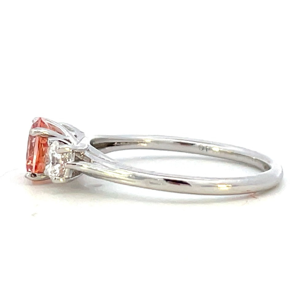 14KW Three Stone Lab Grown Pink Sapphire and Lab Grown Diamond Ring 1.55 CTW side 2
