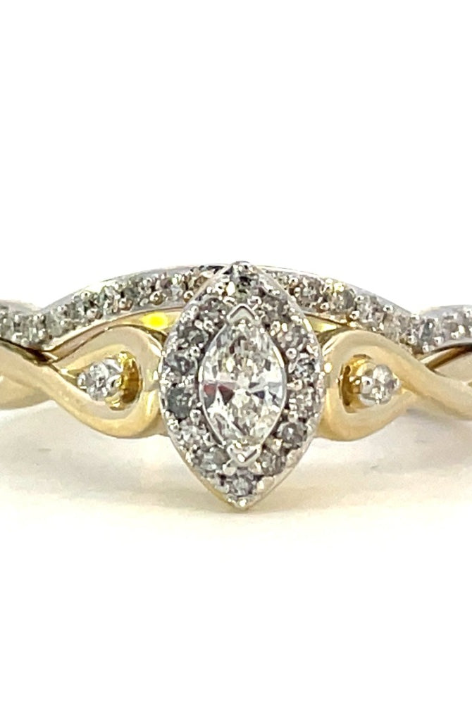 10KY Marquise Diamond Engagement Ring with Matching Band 3/8 CTW