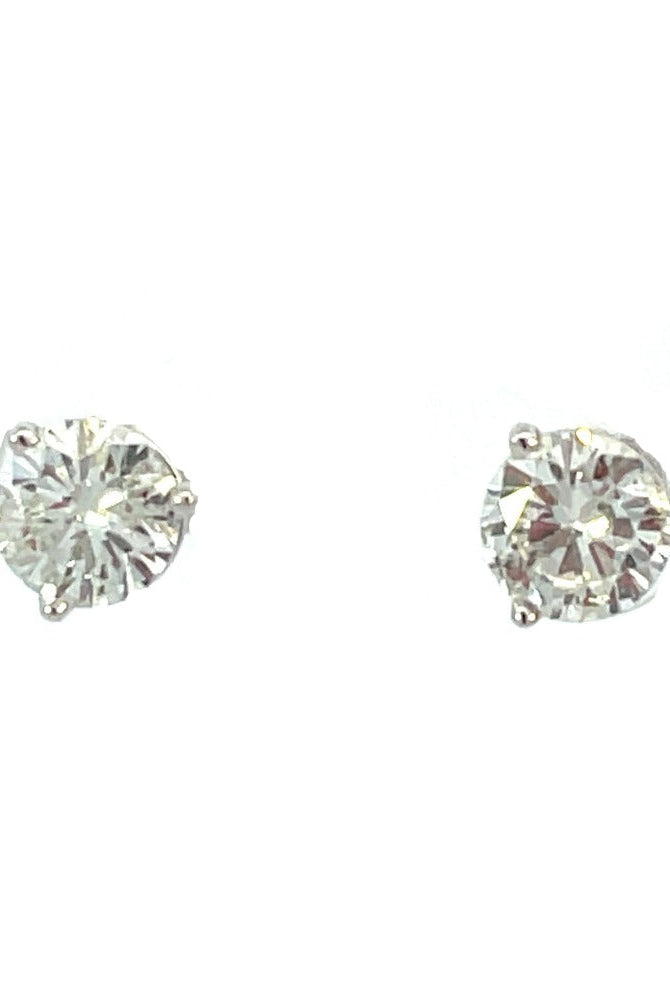 2 CTW Diamond Studs in "Martini" Style 3-Prong Setting_150-01534