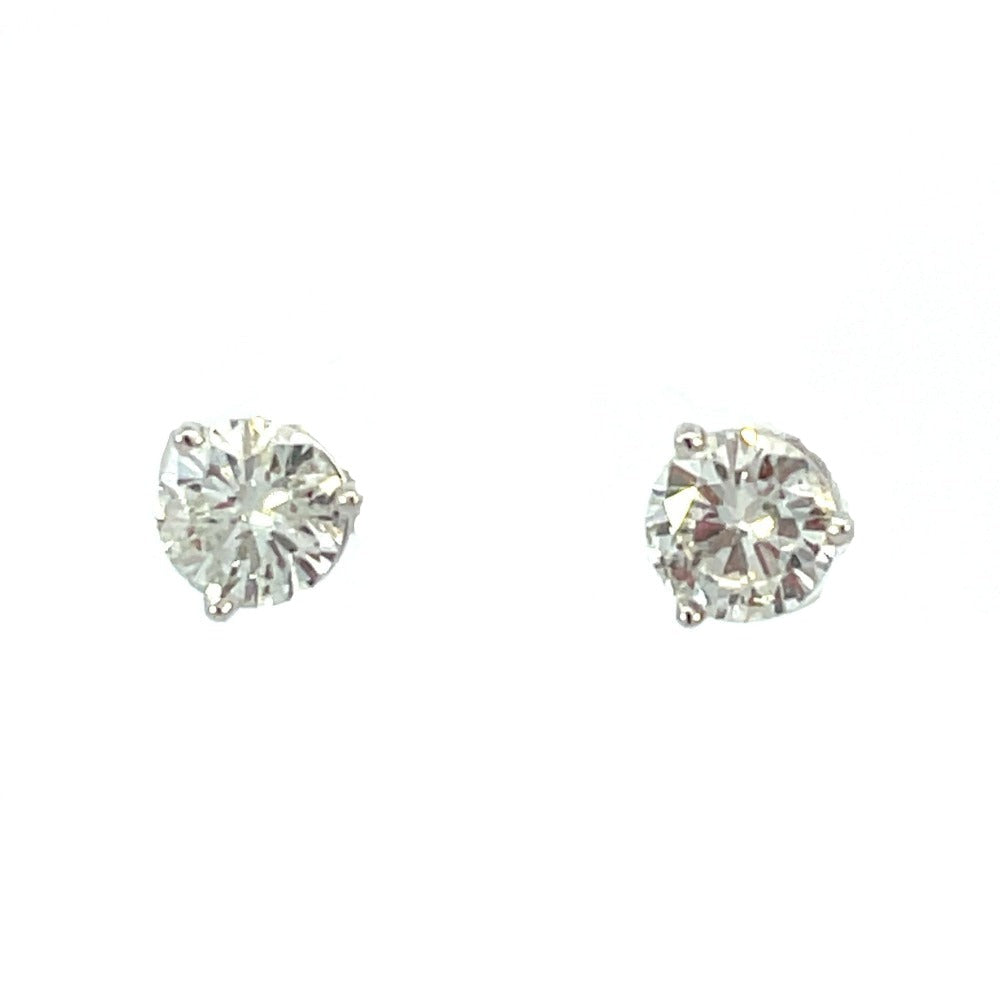 2 CTW Diamond Studs in "Martini" Style 3-Prong Setting_150-01534