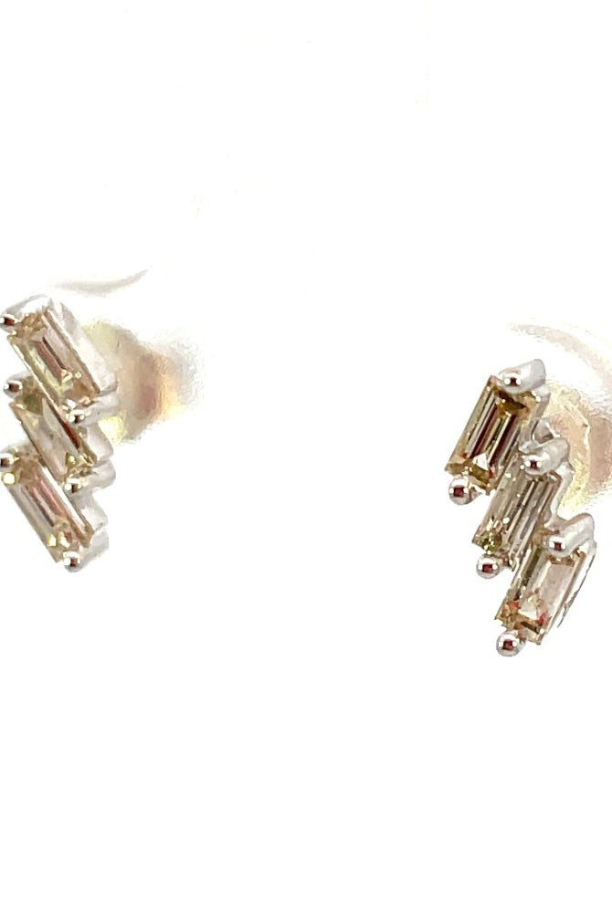 Baguette Cut Diamond Bar Earrings