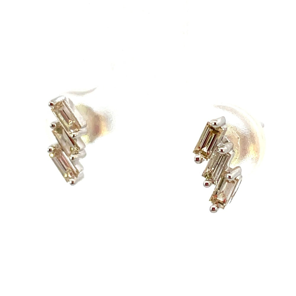 Baguette Cut Diamond Bar Earrings