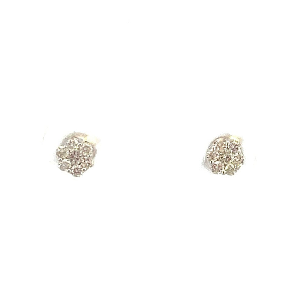 14K White Gold Diamond Cluster Earrings .23 CTW 