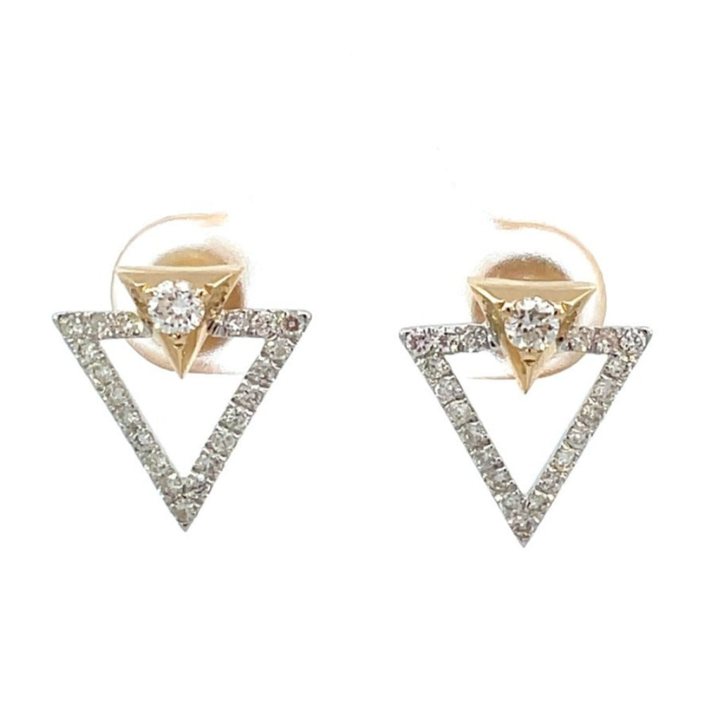 14K Two-Toned Triangle Shaped Diamond Earrings 1/2 CTW