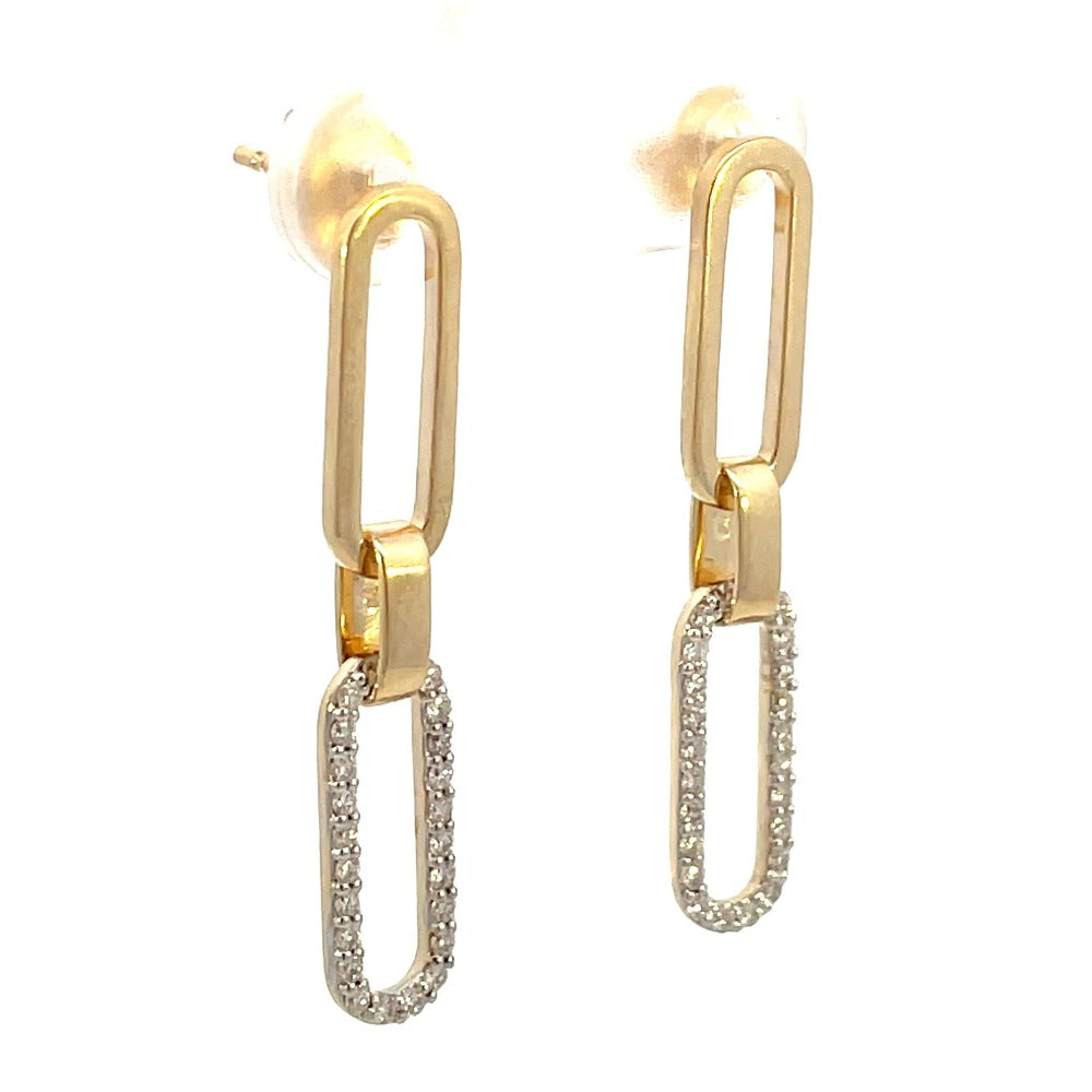 14K Two Tone Paperclip Diamond Earrings 1/3 CTW view 2 from side