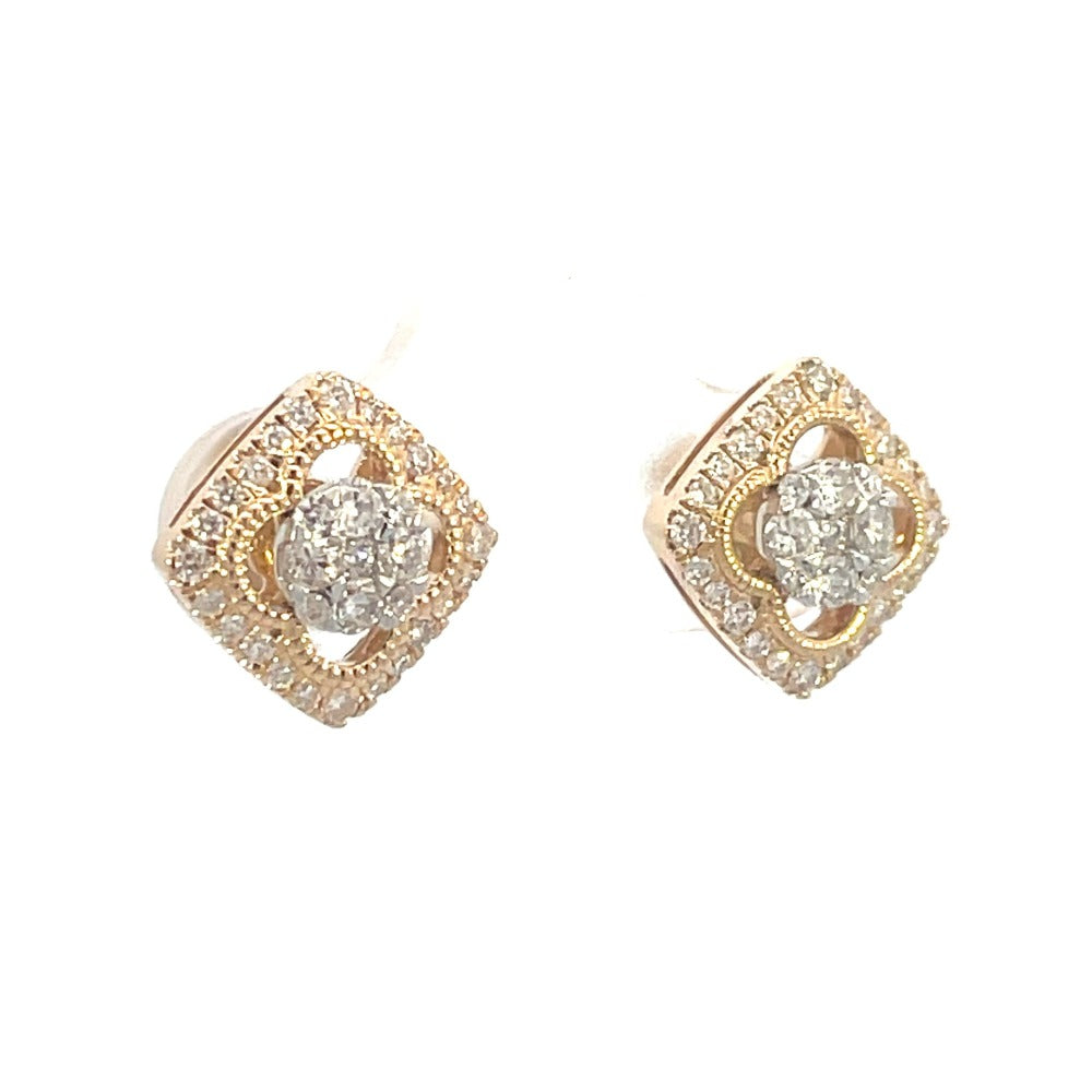 14K Floral Inspired Diamond Earrings 1/2 CTW from the side