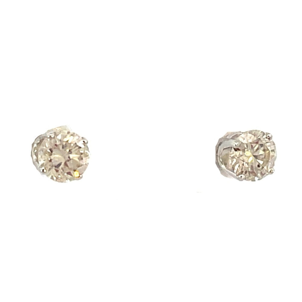 14K White Gold Diamond Stud Earrings 3/4 CTW side 1