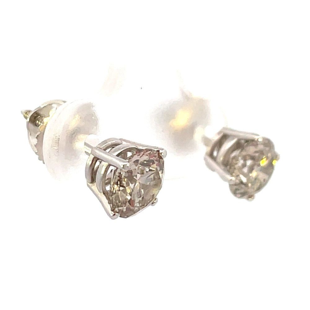 2 CTW Diamond Stud Earrings from the side